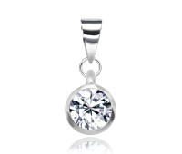 5mm CZ Round Stone Silver Pendant SPEB-81n